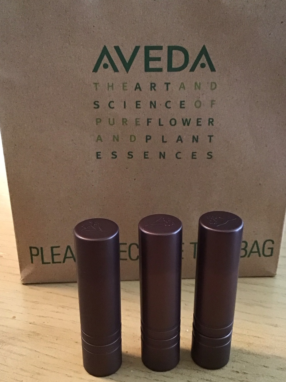 3 Aveda Lipsticks + Reusable Case 15 Sugar Apple, 19 Açaí, 22 tayberry